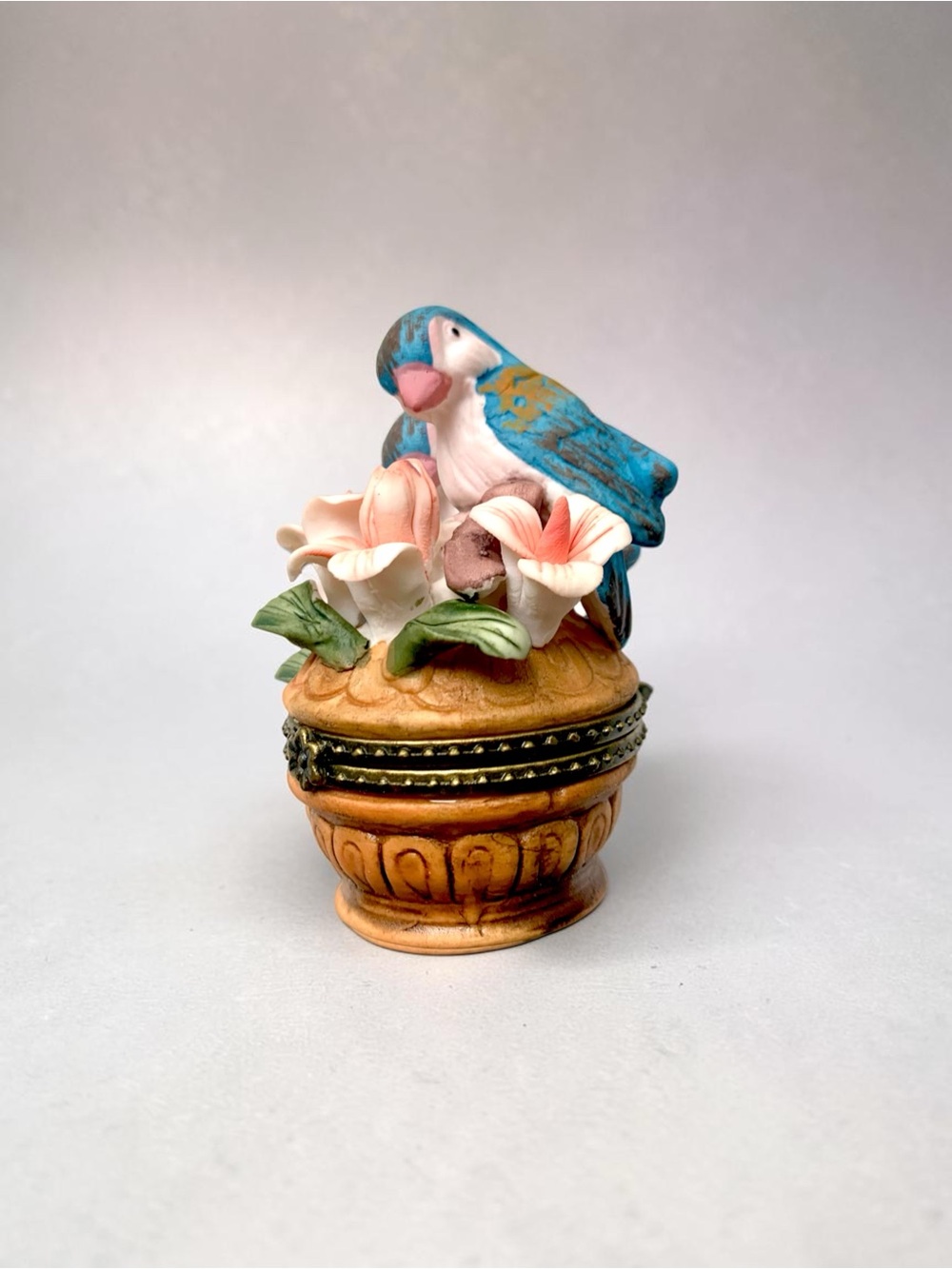 Vintage ‘Blue Bird’ porcelain hinged trinket box designed in a "Limoges style”,